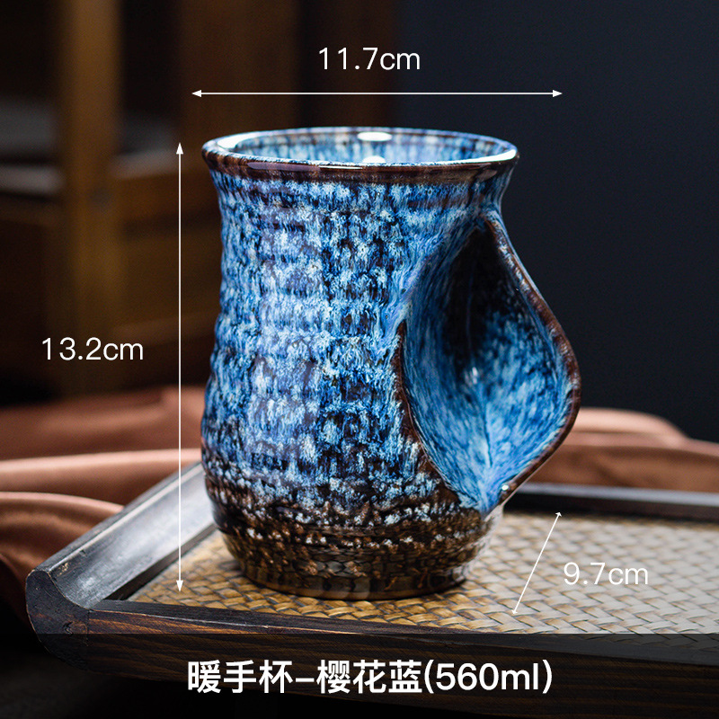 1 unidad, taza de café de cerámica creativa de 500ml, cerámica cambiada con horno, bonitas tazas de té, taza de té de Kung Fu,: violet