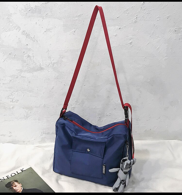 Originale di marca di Disegno della Tela di Canapa del Messaggero Del Sacchetto di Università di Classe Gli Studenti Borsa A Tracolla Grande Borsa di Tela: Blu