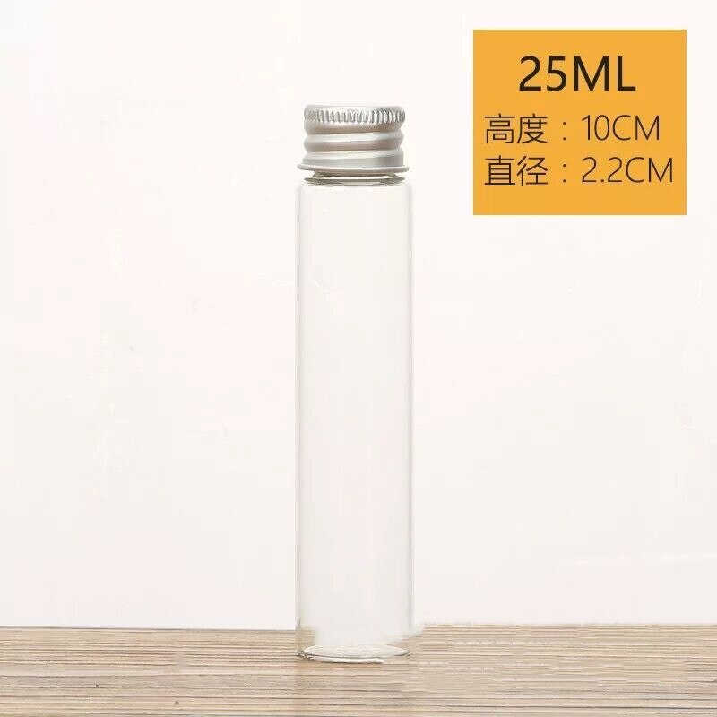 100pcs/lot 5/6/8/10/14/18/20/ 25ml Glass Bottles with Screw Cap Empty Spice Food Liquid Bottles Jars DIY Crafts Vials Containers
