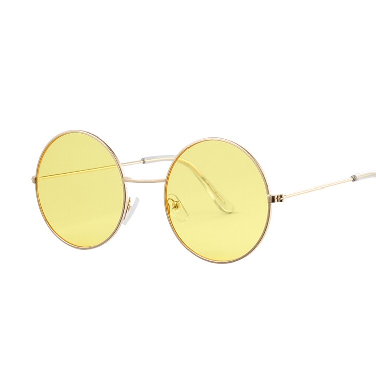 Retro runde gule lilla solbriller kvinder mærke solbriller til kvindelige hanlegering spejl oculos de sol: Guld gul