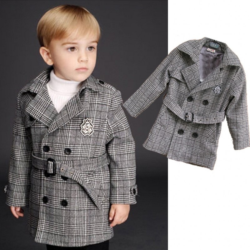 Plaid trenchcoat dreng jakker vinter autumm børn frakker baby jakke 8 jk 041