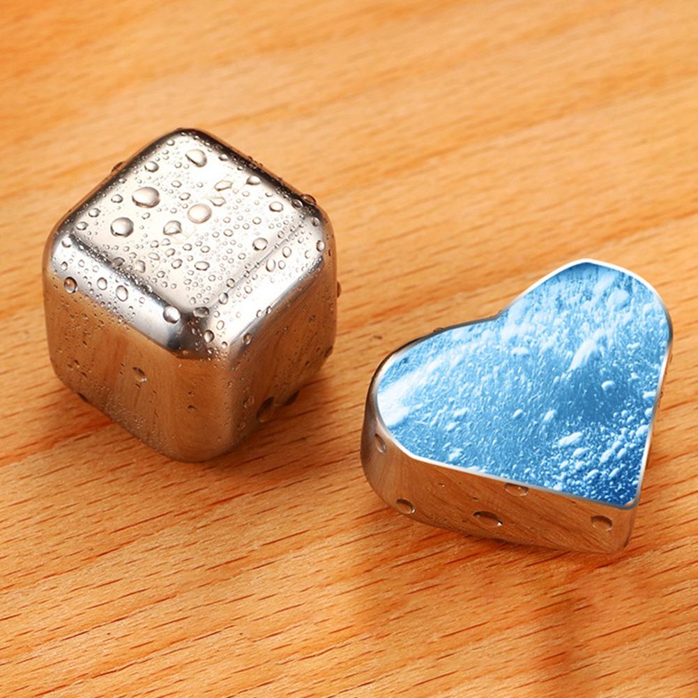 Stainless Steel Square Quick-frozen Ice Cubes Stones Whiskey Drink Beer Cooler Wine Cooling Cube Chilling Rock Party Bar Tool