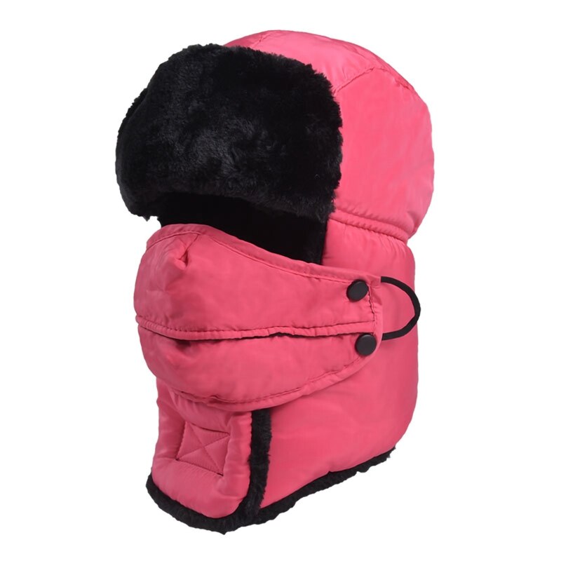 Sombrero de bombardero para hombre y mujer, máscara facial gruesa y esponjosa a prueba de viento, bufanda, gorro, accesorios de ropa de invierno para exteriores