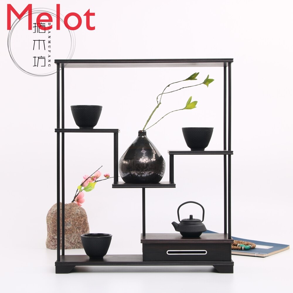 Rosewood Arts Crafts Tea Pot Holder Small-sized Oriental Ancient Charm Antique-and-curio Shelves Tea Pot Frame