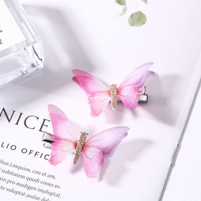 2PCS/Set Baby Fairy Shining Butterfly Hairpins Sequins Hair Clips Barrettes Colorful Clip Kids Party Wedding Cosplay Photography: 6
