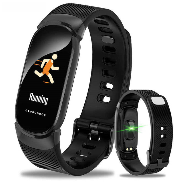 GIAUSA Sports étanche montre intelligente femmes Bracelet intelligent Bluetooth moniteur de fréquence cardiaque Fitness Tracker Smartwatch boîtier en métal: Black