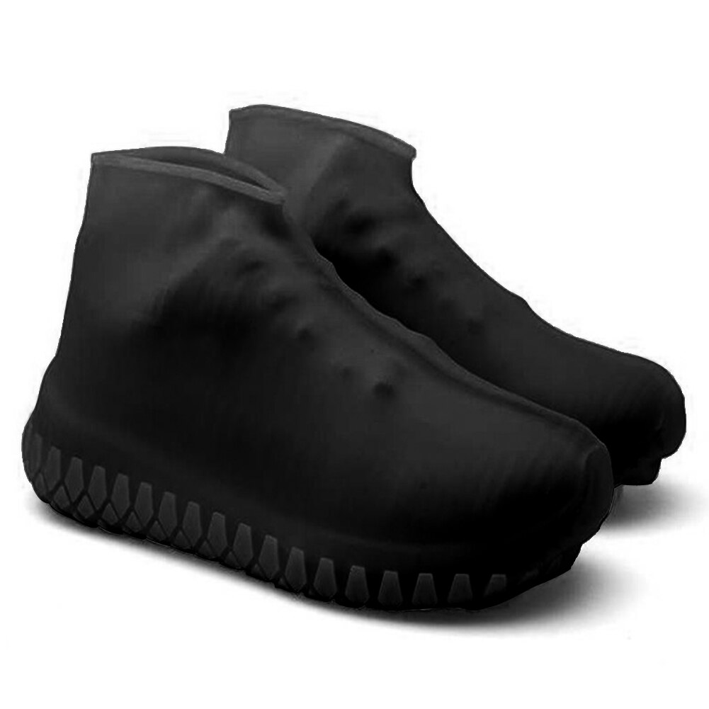 Boots Waterproof Shoe Cover Silicone Material Unisex Shoes Protectors Rain Boots for Indoor Outdoor Rainy Days Reusable: Black / L
