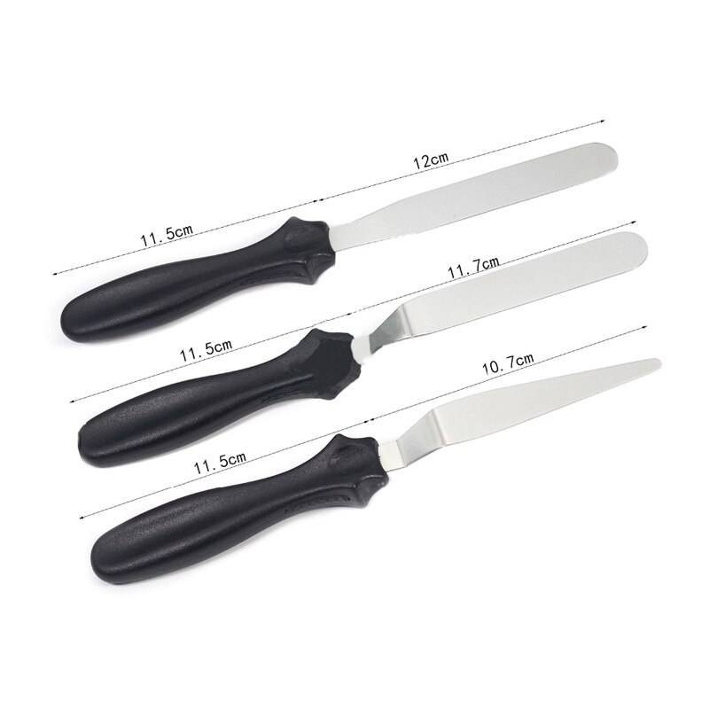 Petit couteau à spatule coudée/à manivelle, Palette de 3 pièces Outils de décoration de gâteaux, glaçage, Sugarcraft, Fondant