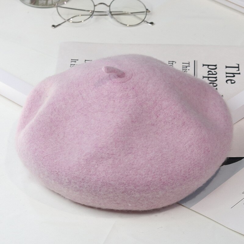 Japanse Herfst Winter Koreaanse Mode Wol Baret Vrouwen Hoed Retro Wollen Schilder Hoed Britse Art Bud Hoed Vrouwen barette Hoed: Roze