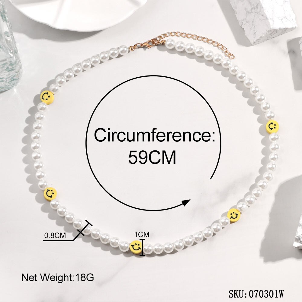 Collier perlé coloré Smiley pour femmes, fait à la main, style Baroque, perles de bonbons, ras du cou, bijoux de pour filles