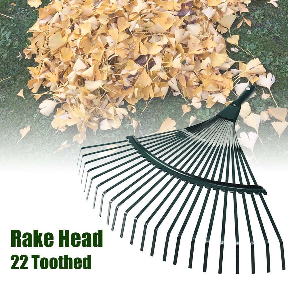 Courtyard Steel Wire Broom Shaped 22 Toothed Lawn Durable Non Toxic Rake Head Garden Tool Grass Agriculture Deciduous Portable