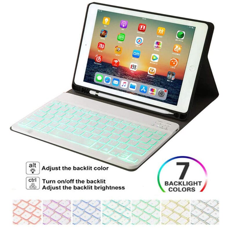 Schutzhülle für ipad 10.2 , 9.7 , 5th 6th 7th (generation) mit hintergrundbeleuchtung und tastatur, passend für ipad air 1 , 2 , 3 , pro 10.5, 11, mini 1 , 2 3 4 , 5