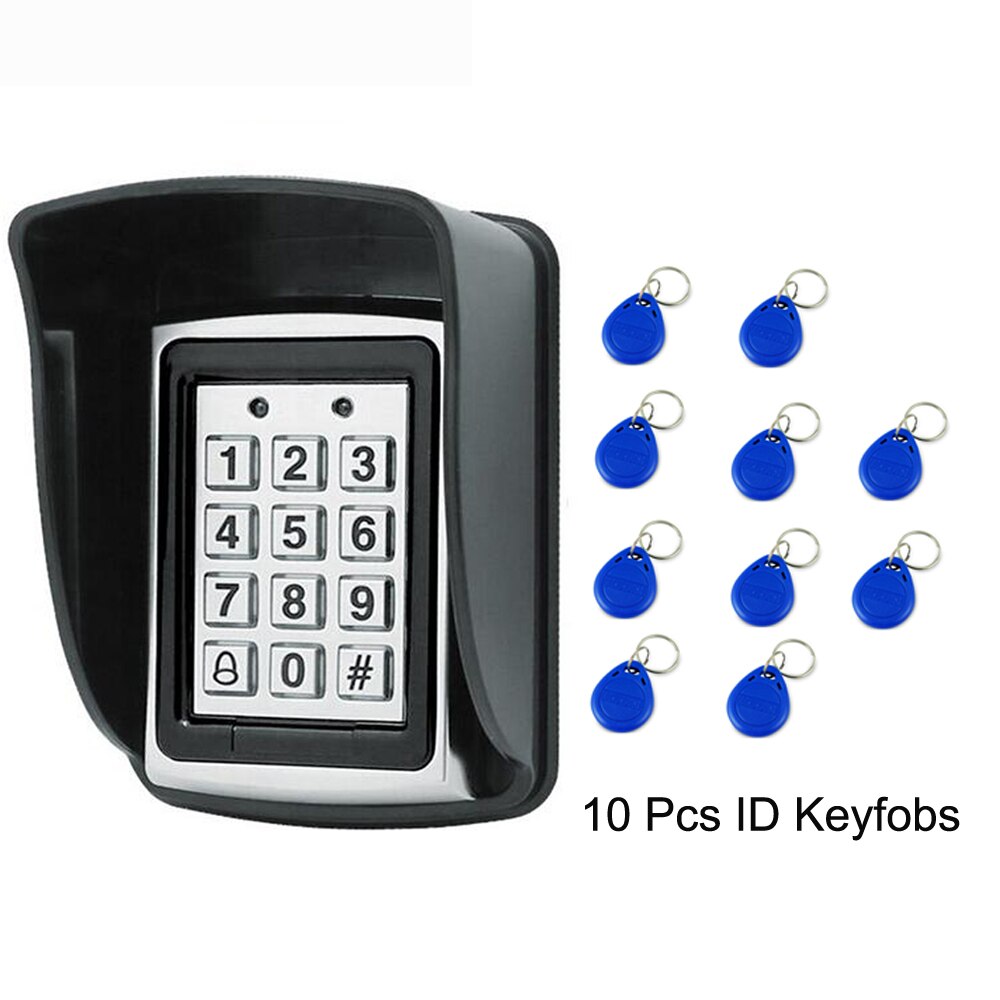 Backlight RFID Metal Access Control EM Card Reader Keypad 1000 Users door bell 125KHz Card Reader Keypad Key Fobs Door Access: AC and 10 Keys