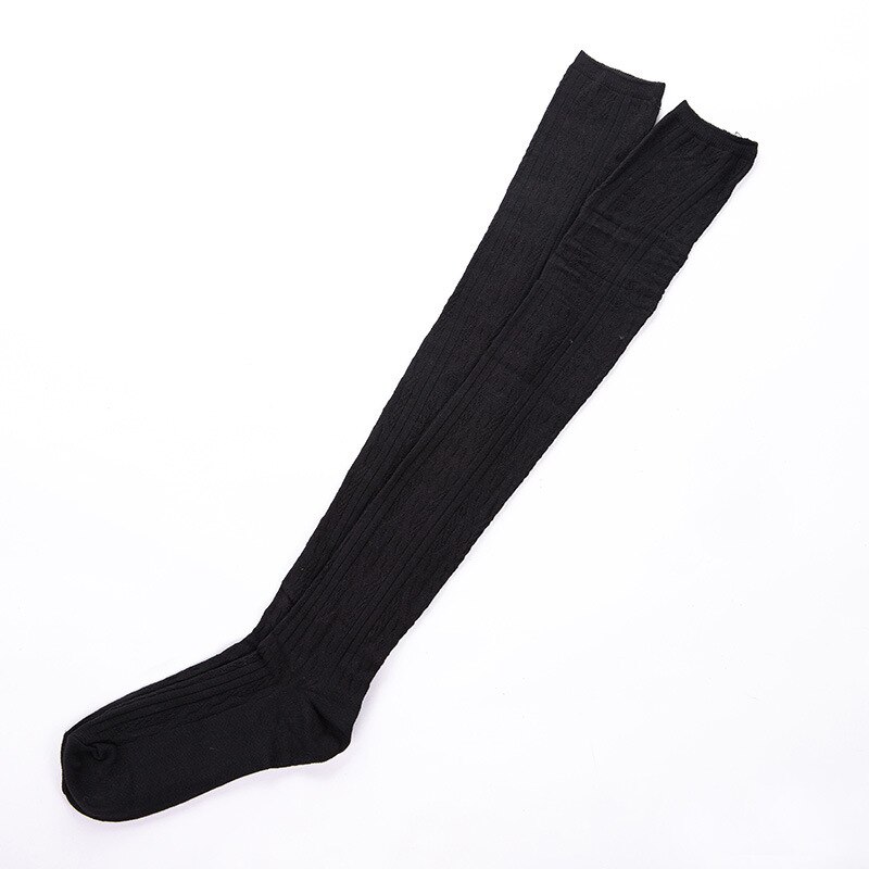 Gebreide overknee lange laarzen meisjes dames herfst winter overknee sokken dames winter dijhoge warme sokken: Zwart