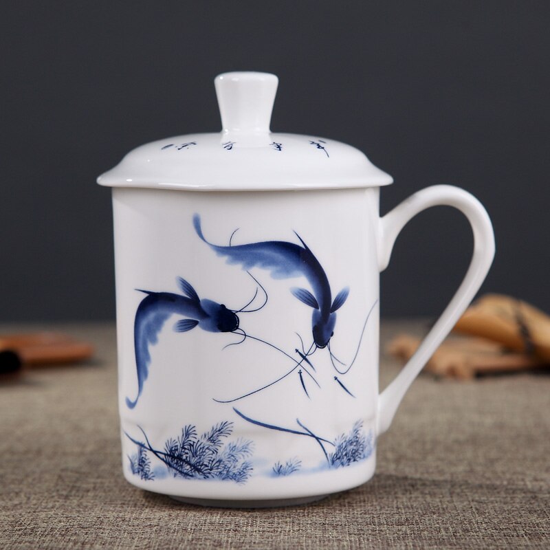 500ml Handmade Dragon Jingdezhen Bone China Tea Mug with Lid Ceramic Tea Infuser Tea Cup Office Water Cup Mug Drinkware: D