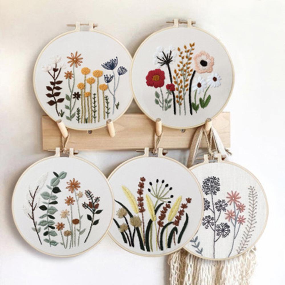Europa Diy Lint Bloemen Borduren Set Met Frame Voor Beginner Handwerkpakketten Kruissteek Serie Arts Ambachten Naaien Qe