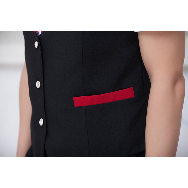 Supermarkt KTV Weste Shirt Kurzarm Hotel Kellner Arbeit Uniform schlank passen Topf Restaurant Arbeitskleidung