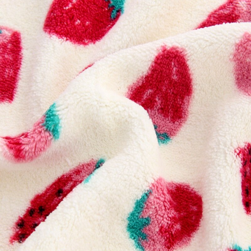 Velvet Towel Strawberry Printed Cute Terry Bath Towel for Adults Kids Girls 35*75cm Face Hair Shower Towels Soft Absorbent Towel