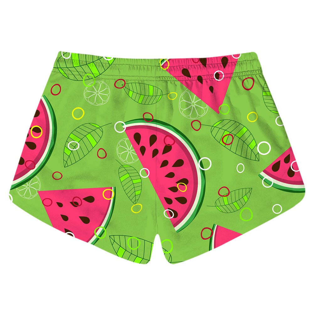 Pantalones cortos de playa para mujer, Shorts deportivos finos con estampado 3D de fruta para surfear, natación, Surf, vacaciones, bañadores femeninos