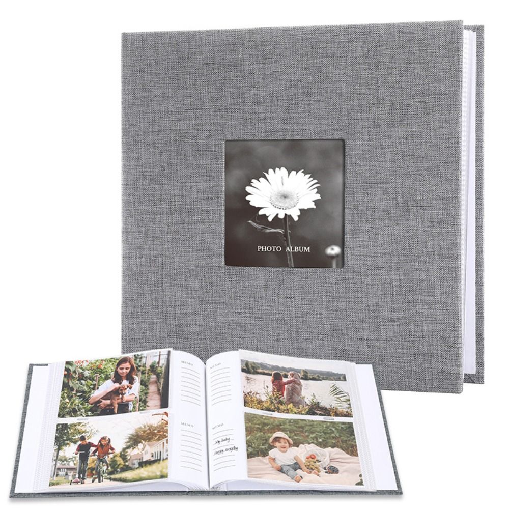 6in Linen Cover Photo Album Interleaf Type 200/300Pics Large Scrapbook Album 100 Pages DIY Memory Book Family Times: Blue