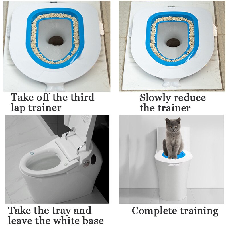 Cat Litter Tray Plastic Cat Toilet Training Kit Litter Box Cat Toilet Trainer Toilet Pet Cleaning Cat Training Litter Kwitter