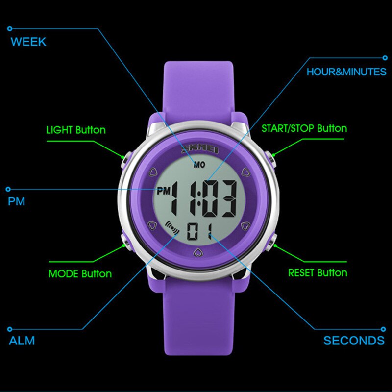 SKMEI Kinderen horloge LED Digitale Sport Relojes Mujer Jongens meisjes Kids Cartoon Jelly Waterdicht Horloges