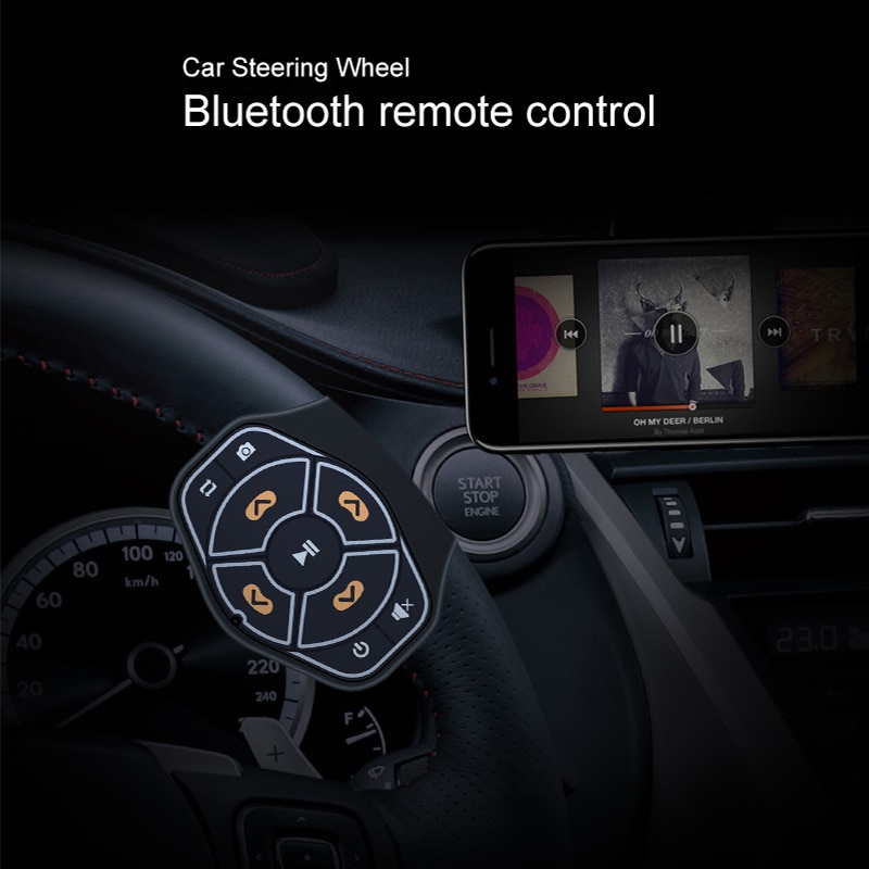 Wireless car steering wheel button remote control Bluetooth 4.0 hands-free multimedia player button for Android IOS car styling