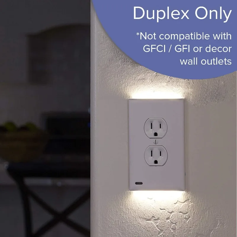Couvercle de prise électrique Duplex, plaque murale de prise enfichable avec veilleuses LED haut et bas, capteur automatique