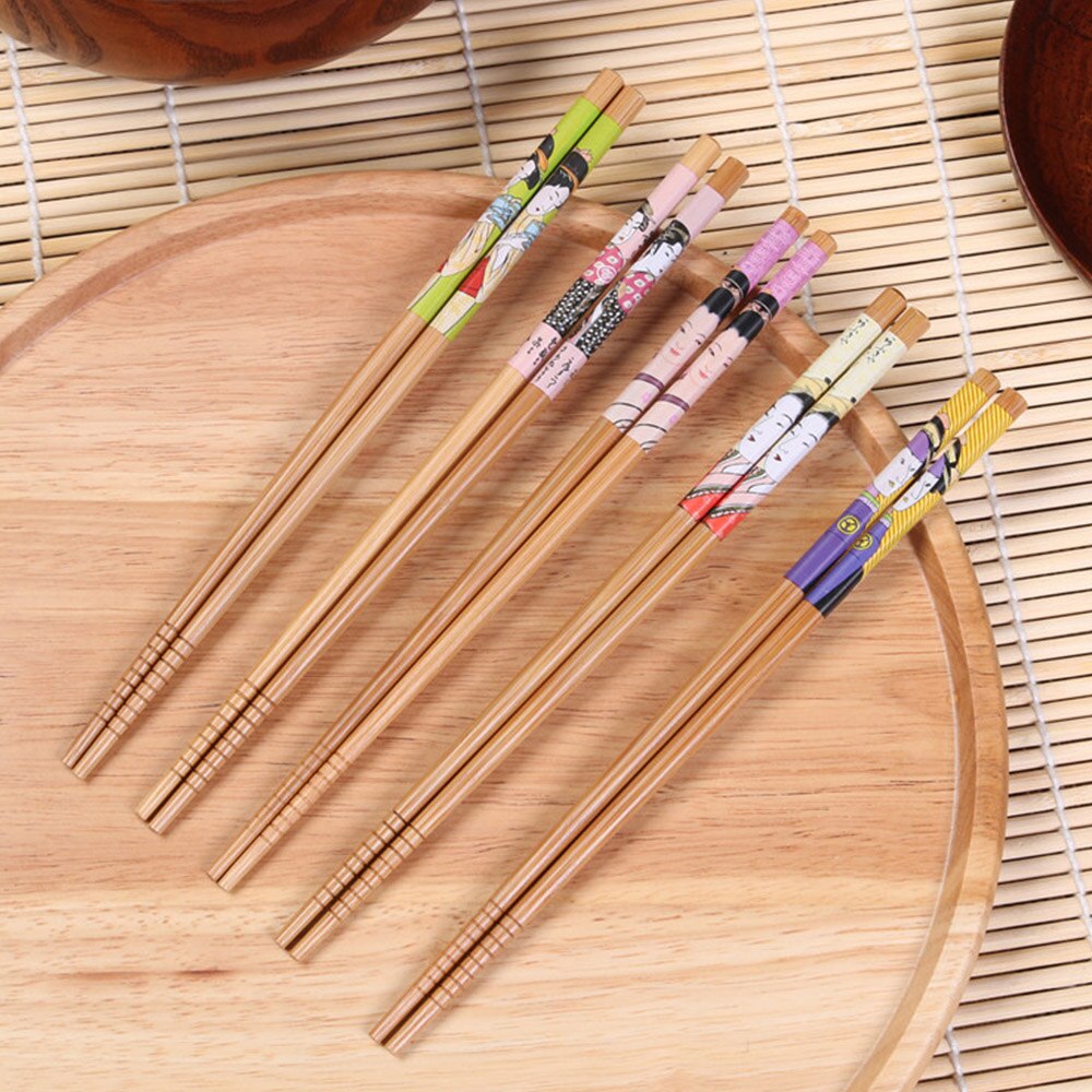 Juego de utensilios de mesa hechos a mano, 5 pares, paquete de herramientas para , palillos chinos japoneses, varias naturales, juego de bambú para cocina, hogar y Hotel