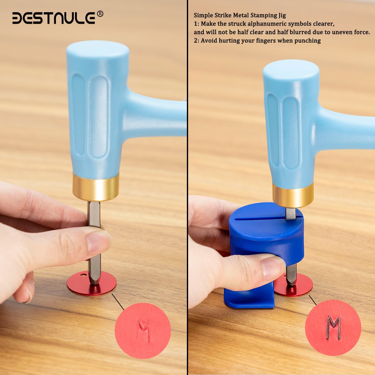 Bestnule metall stansehammer, t-krok formet struktur, herdet karbonstål metall dekket med pp propylen