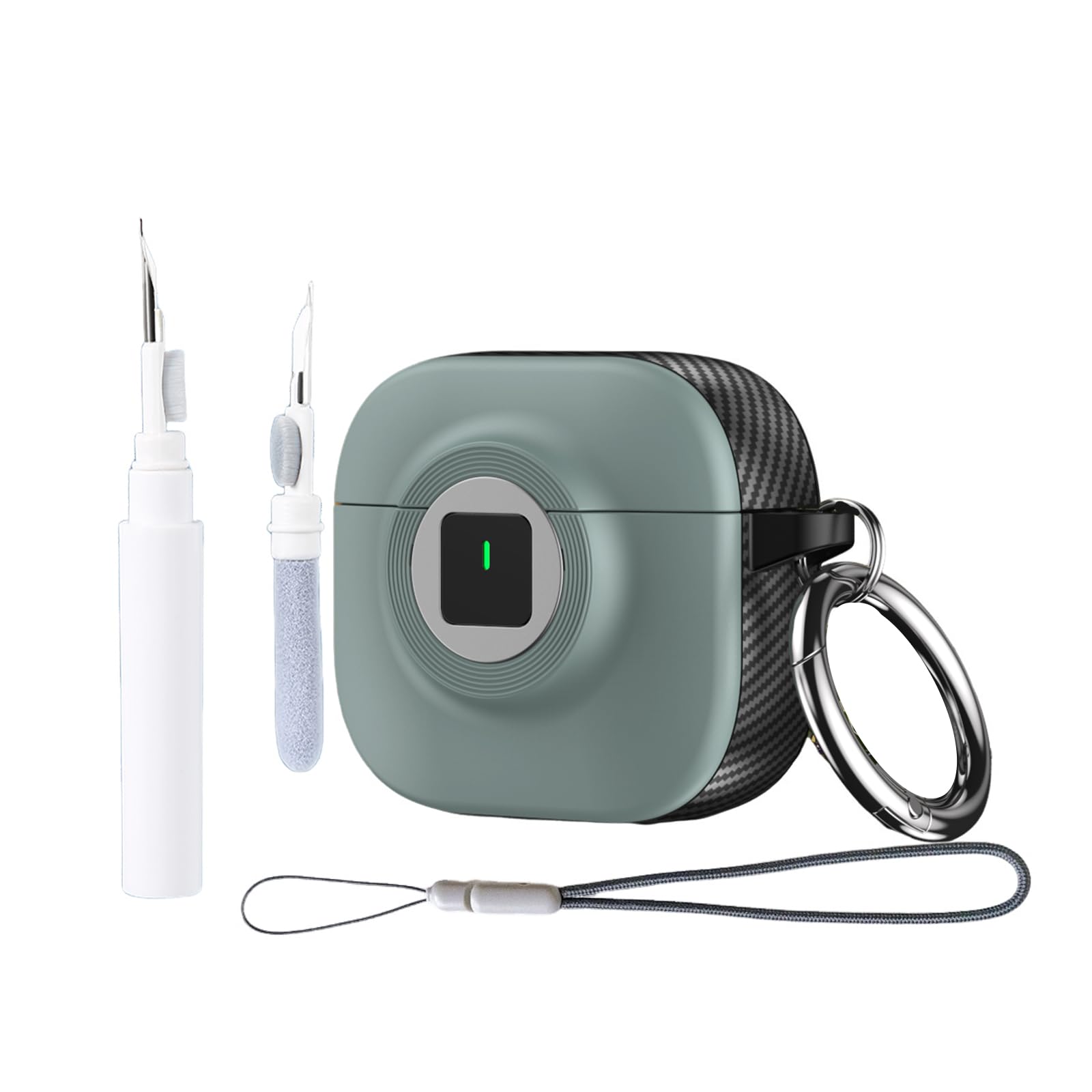 Étuis de verrouillage pour AirPods 4, étui ANC, étui cool mignon, housse de protection d'appareil photo avec lanière porte-clés et kit de nettoyage pour AirPods 4: 3XS / Gris foncé