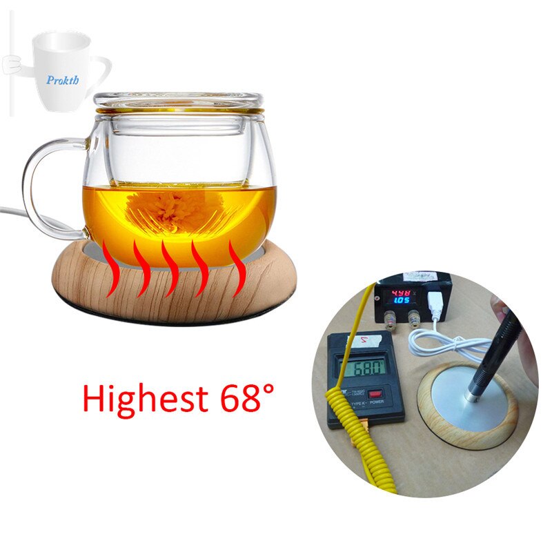Chauffe-tasse électrique USB, tapis chauffant, Grain de bois, lait, plaque d'isolation thermique, pour le thé, les boissons, pour le bureau et la maison