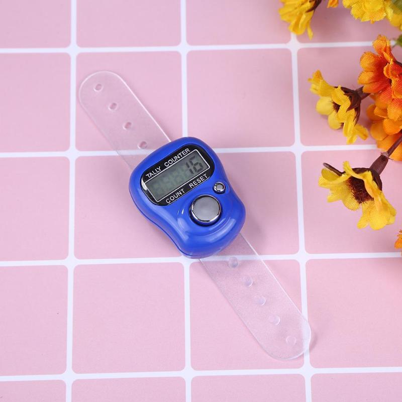 Mini Stitch Marker Row Finger Counter LCD Electric Digital Display with LED Light For Buddha Pray Sewing Knitting Weave Tool