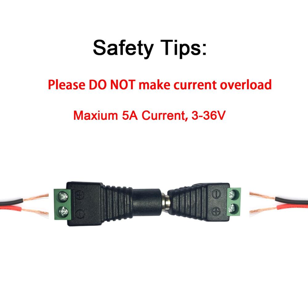 Conector de Cable de alimentación hembra y macho, Conector de conexión de enchufe para tira LED CCTV, cámara de seguridad DVR, 100x5,5 MM, 5 uds., 10 Uds., 2,1 Uds.