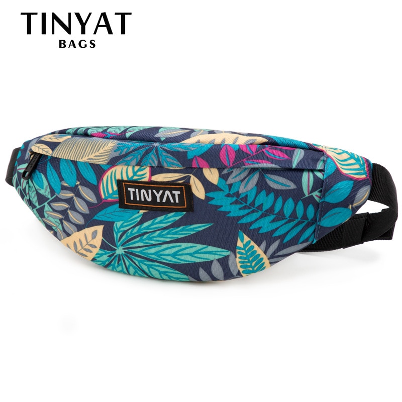 TINYAT Men Belt Bag Maple Leaf Printing Banana Waist Bag Fanny Pack Women Men Outdoor Sports Bum Hip Bag Mobile Phone Pocket