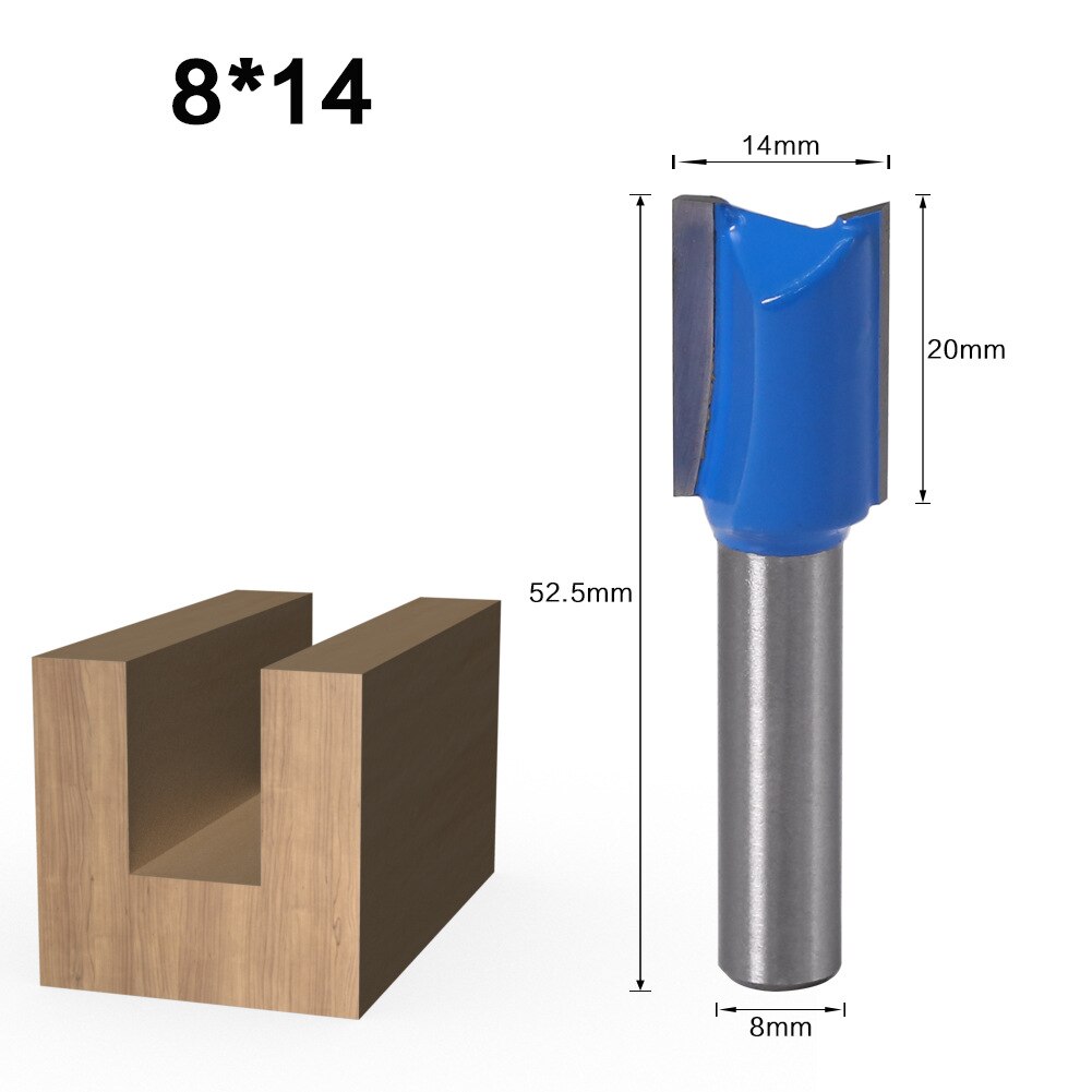 1PC 8mm Shank Slotted Straight Woodworking Router Bit Wood Cutter Cutting Carpenter Milling Cutter Woodworking Tool: 8 -14