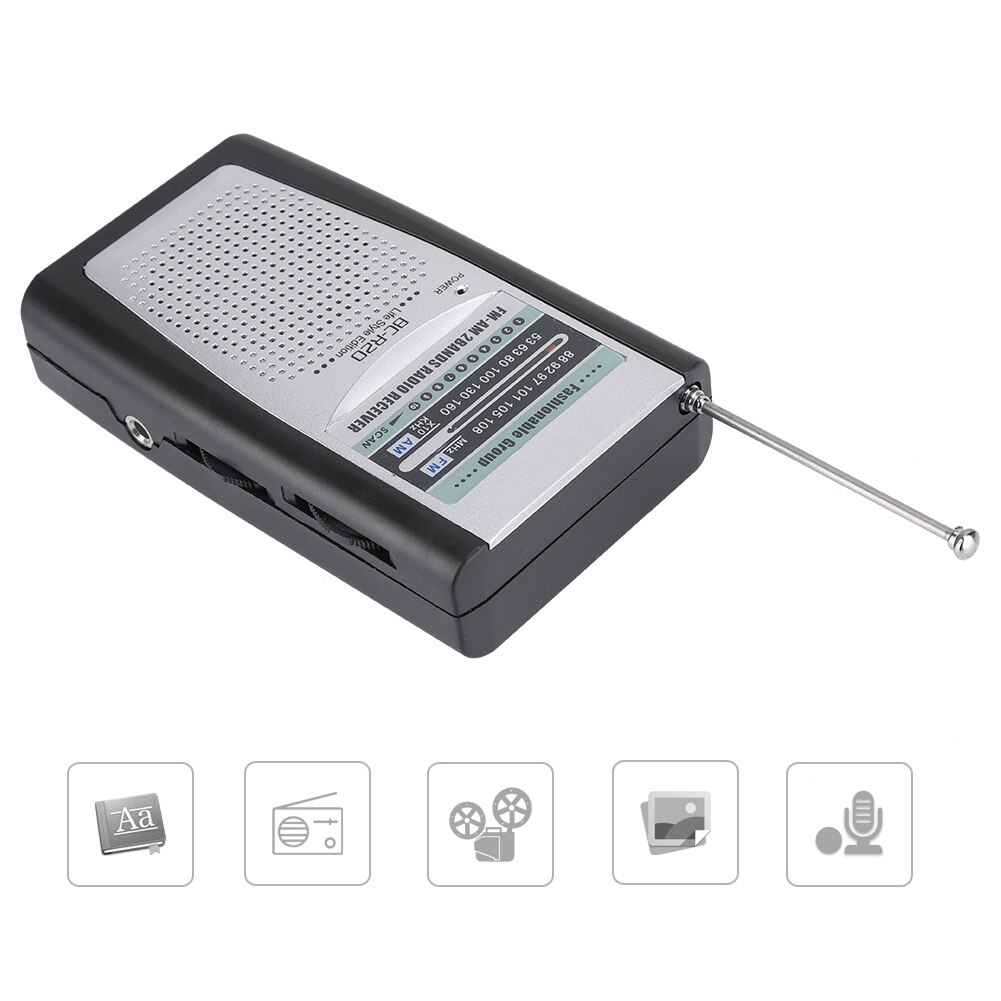 Anziani Portatile Mini Mini Radio Portatile AM/FM BC-R20 Radio Altoparlante Ricevitore Antenna Telescopica