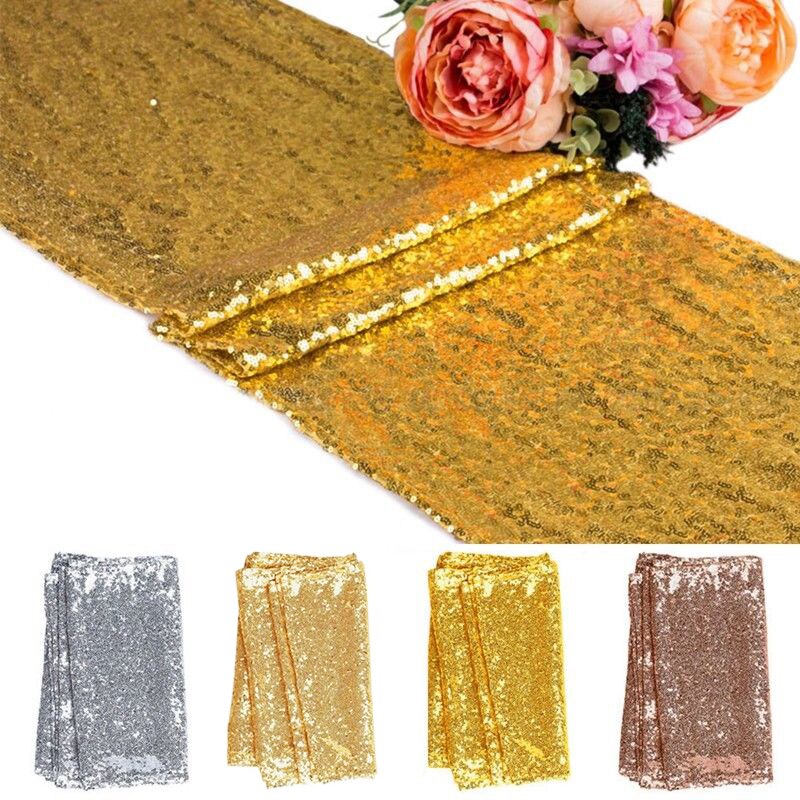 1pcs 30*180cm Sparkly Sequins Rose Gold Table Runners for Christmas Weddings Formal Party Table cloth Decorative