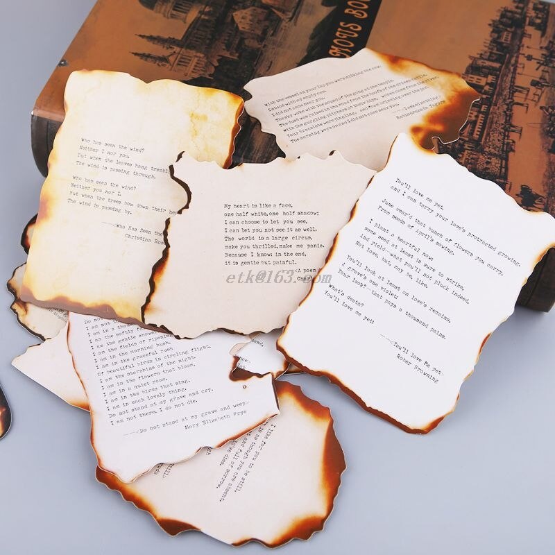 30 Sheets Lovely Burnt Postcard Letter Birthday Card Wish Message Poster Cards