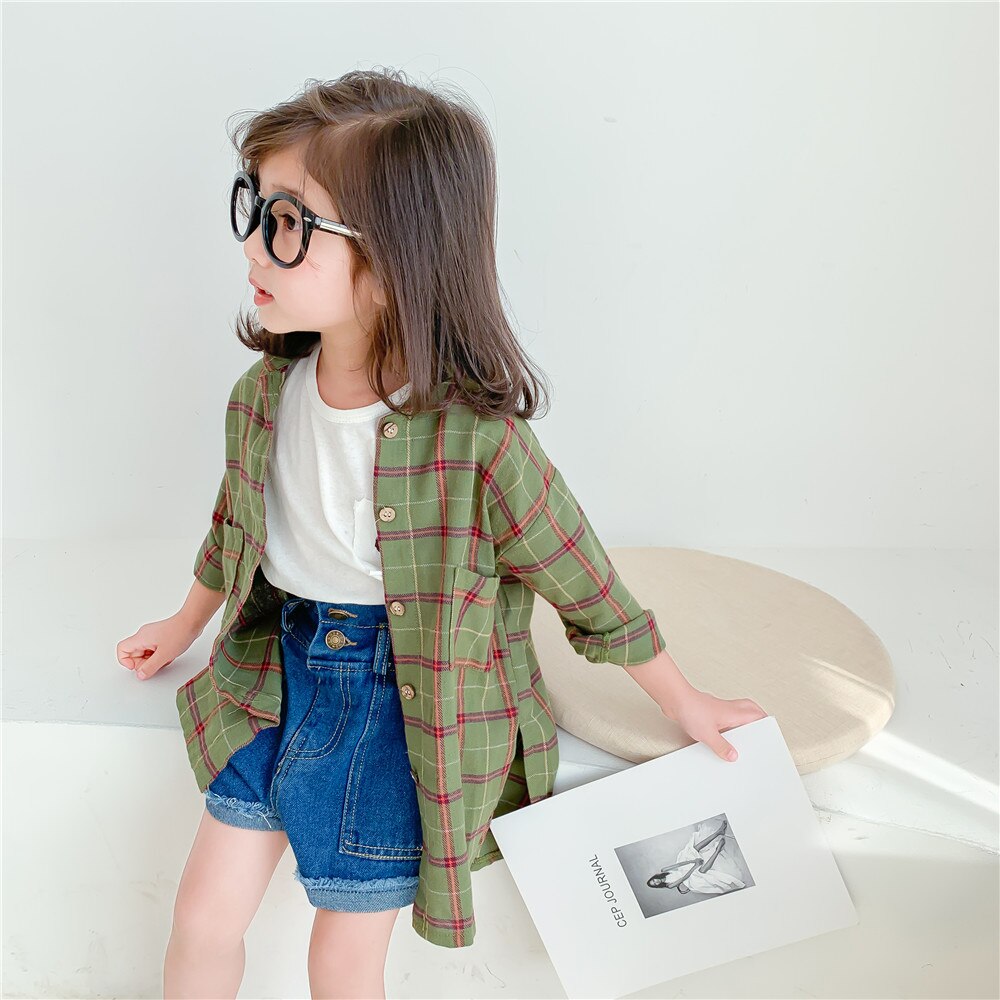 Spring Autumn Kids Shirt For Girl Boy Long Sleeve Plaid Printed Children Shirt Summer Toddler Baby Cardigan Clothes