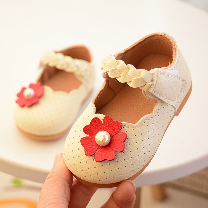 Kids Summer Party Footwear Sweet Toddler Girls Sandals Flowers Baby Dresses Shoes Floral Children Girls Princess Shoes Y186: Creamy-white / 17(Length 12.5cm)