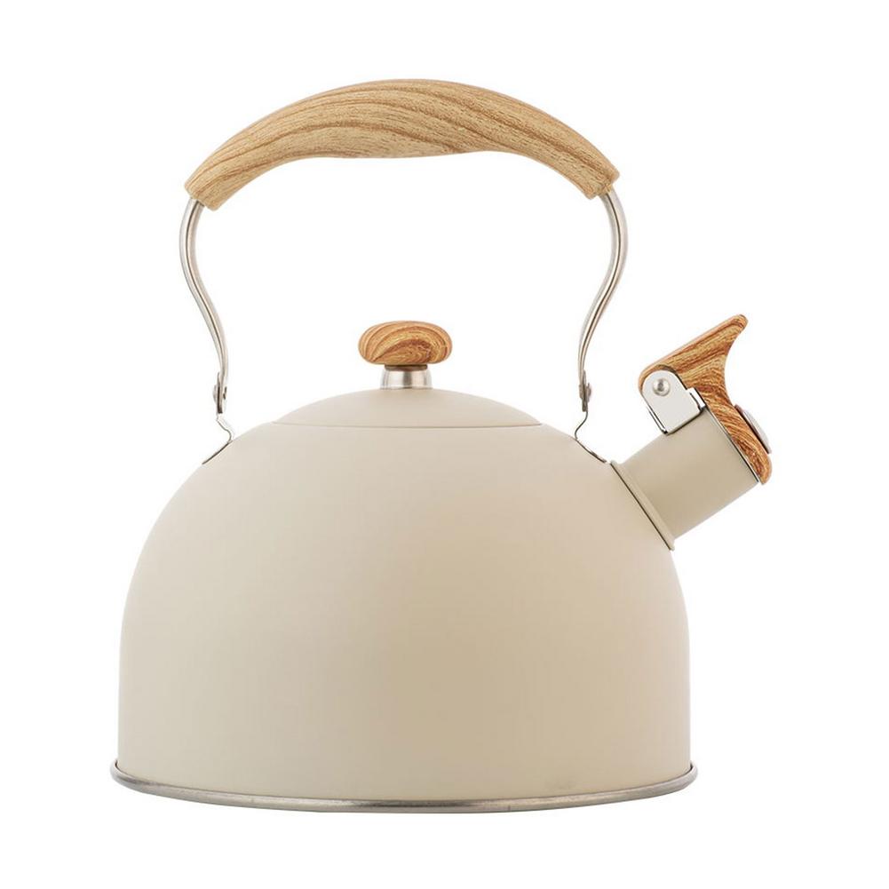 2.5L Stainless Steel Whistling Tea Kettle Food Grade Teapot For Make Tea Boil Water Compatible Gas Stoves Induction Cooker: White