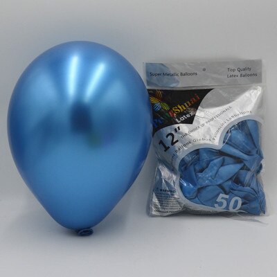 5PCS/lot 12" Pearl Metallic Balloon Round Metal Balloons Birthday Party Decor Latex Baloons Metallized Wedding Party Decor: Blue