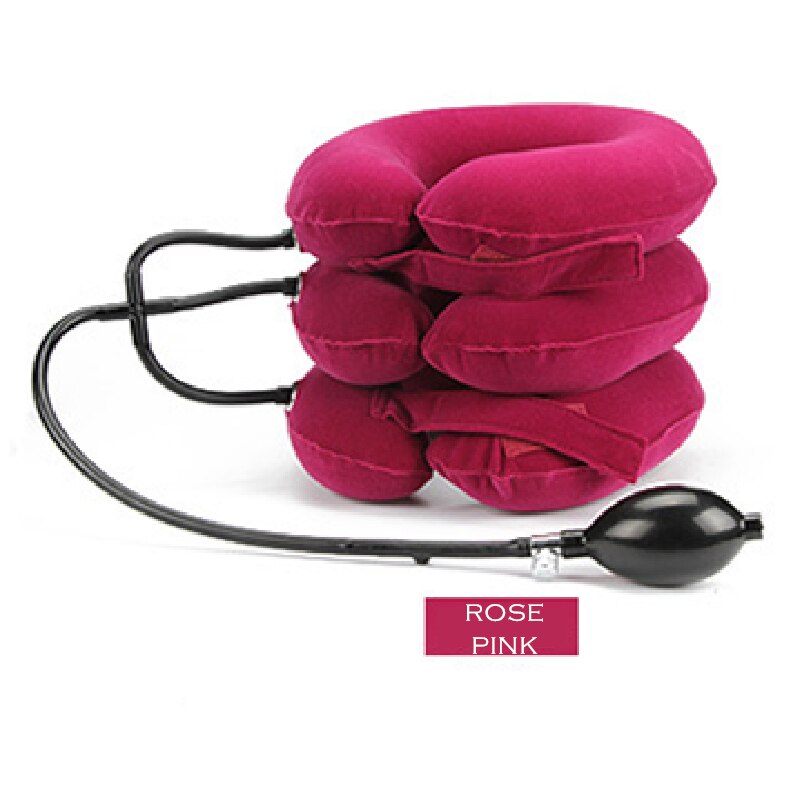 Cou tracteur gonflable Air dispositif de Traction cervicale soutien oreiller collier vertèbre orthopédie Massage Relaxation orthèse: rose pink
