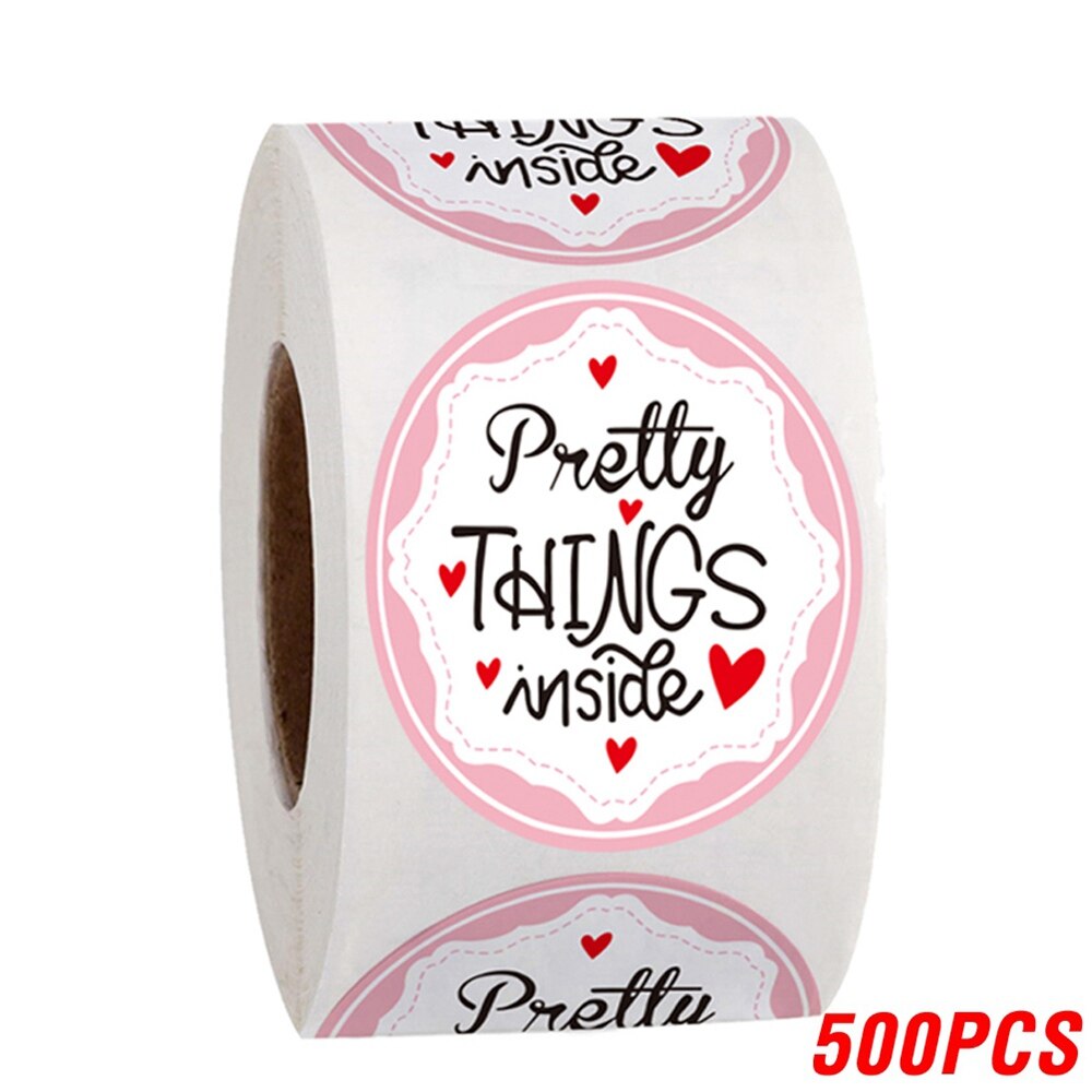 100-500pcs Round "Pretty Things Inside" Stickers Seal Labels Baby Shower Decor Baking Package Envelope Stationery Sticker: QY645-500pcs