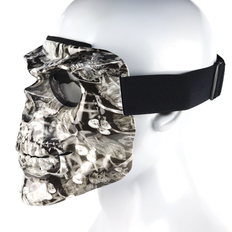 Cool skull motorcycle face Mask with Goggles Detachable modular Goggles Mask for Vintage open face Motorcycle Helmet Moto Casco