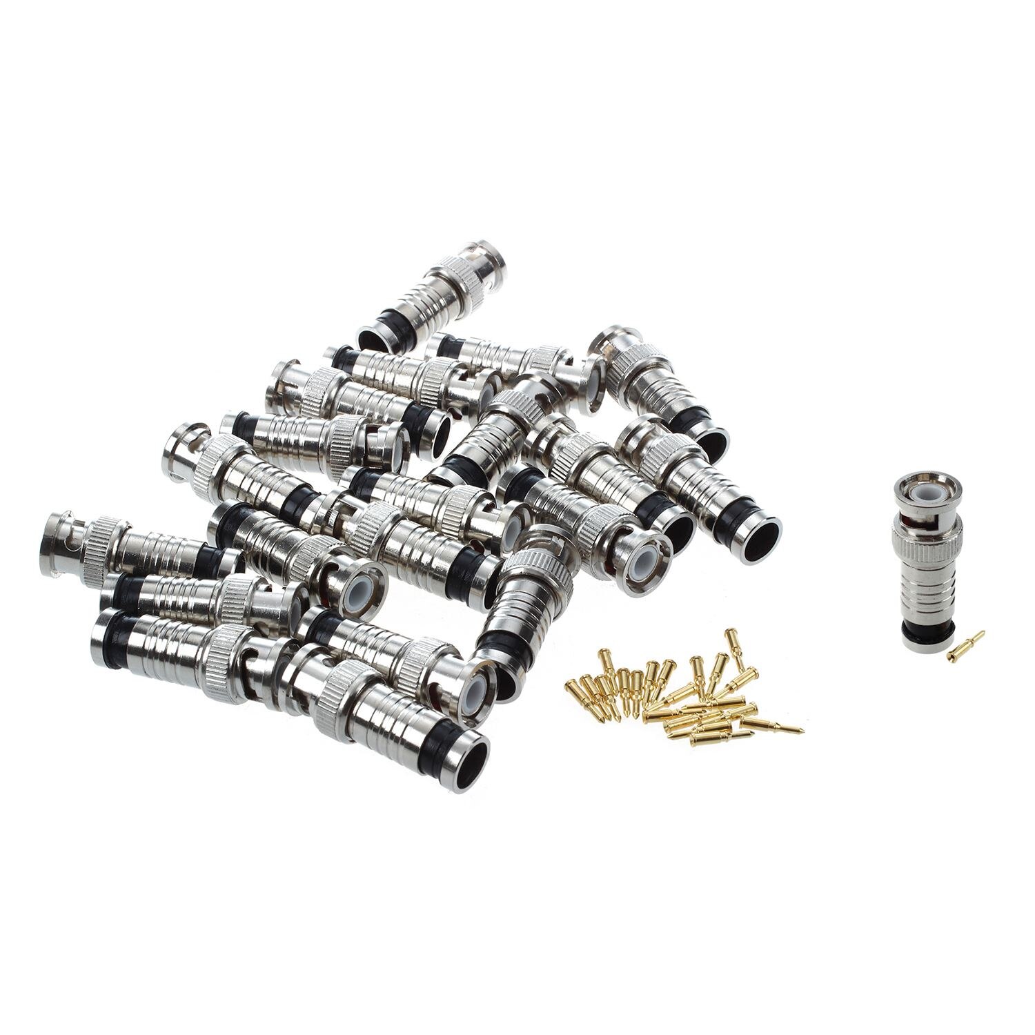 BNC Male Compression Coax Connectors RG59 Pack of 20 Pcs