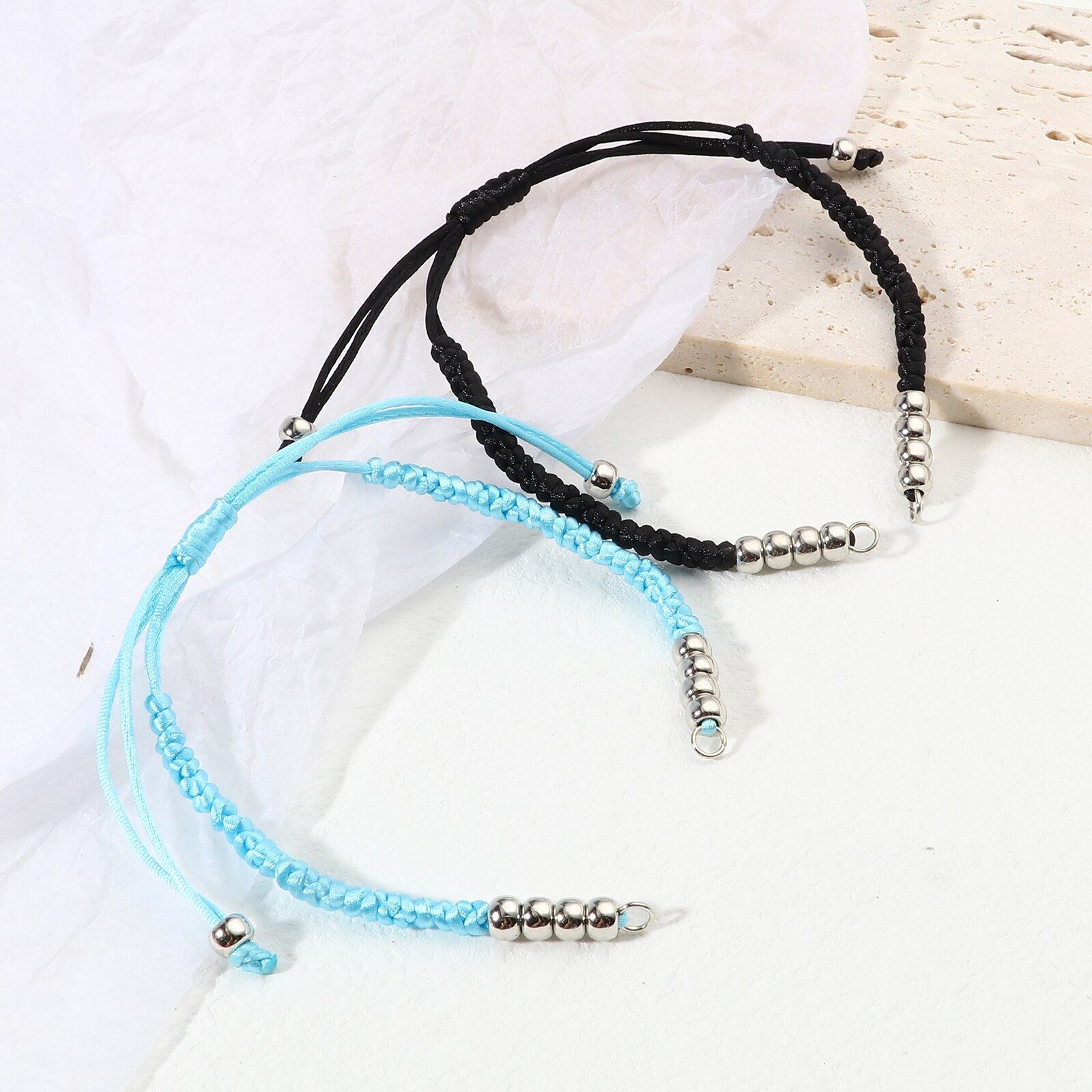 5 stk polyester flette flette armbånd tilbehør funn justerbart armbånd for gjør-det-selv smykker finne 19cm(7 4/8 ") lang