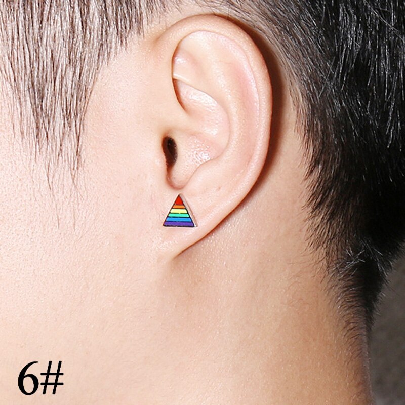 Lgbt Rainbow Rvs Oorbellen Lesbische Gay Pride Stud Oorbel Voor Mannen En Vrouwen (1 Paar)