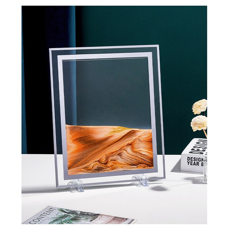 Moving Sand Picture Frame Liquid Landscape Painting Glass Photo Desk Ornaments 3D Vision Flowing Sand Painting